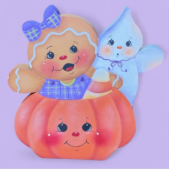 Jackie Bellamy Signed Halloween Shelf Sitter Set Pumpkin & Ghost MDF Cutouts - Picture 3 of 14